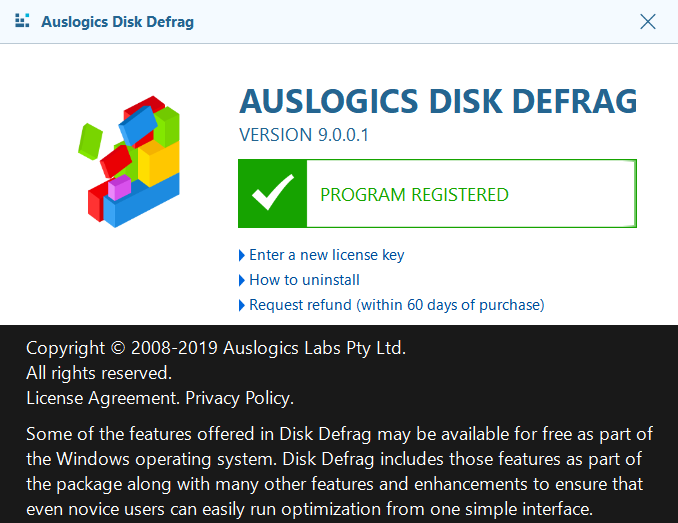 Key auslogics disk defrag 9